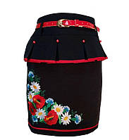 Українська вишиванка вишита, чорна спідниця для дівчинки.