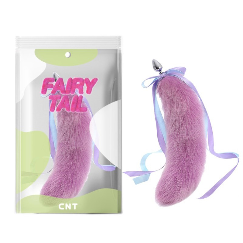 Анальна пробка з хутряним хвостом Purple Agile Foxs Tail Plug 18.5 Bomba💣
