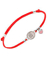 Детский Серебряный браслет Family Tree Jewelry Line на красной шелковой нити Ангел Девочка с сердечком