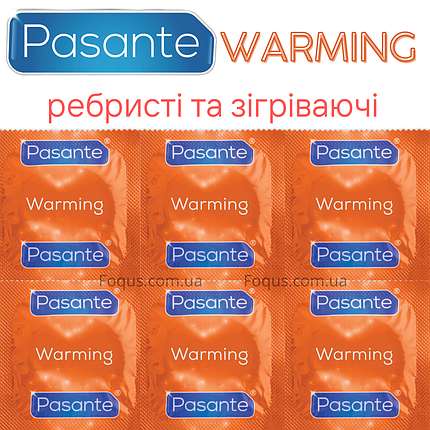 Презервативи Pasante Warming 6 штук зігріваючі ребристі презервативи, фото 2