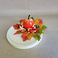 Заколка з осенними листьями, яблоком и ягодами, Заколка на осенний утренник
