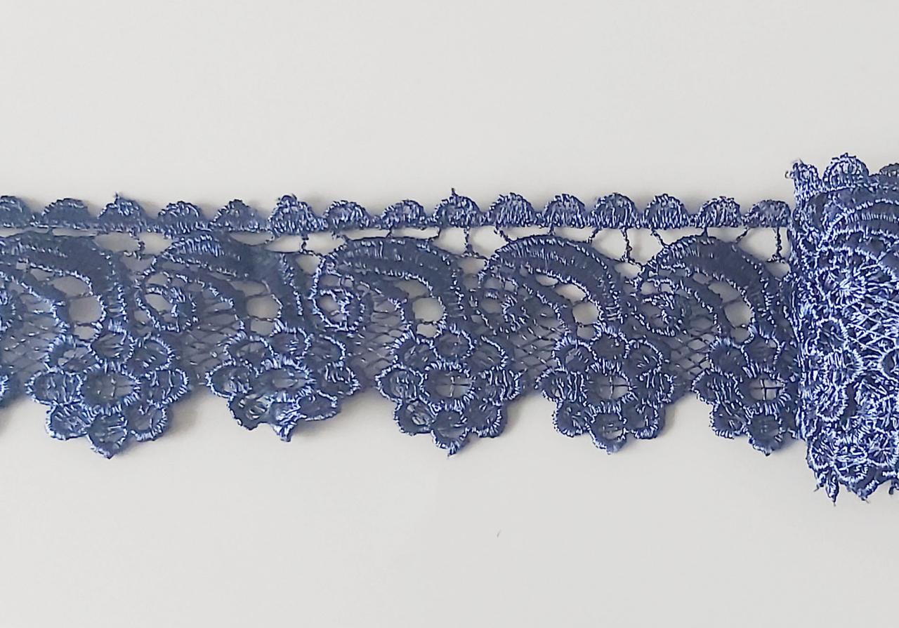 Мереживо КМС 45 мм темно-синє, квіточка, фото 1