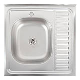 Кухонна мийка Platinum 6060 L Satin 0,5 мм, фото 2