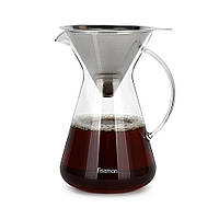 Кофейник со стальным фильтром "Pour Over" 15.5х12.5х20.5см/900мл из стекла Fissman