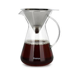 Кавник зі сталевим фільтром "Pour Over" 15.5х12.5х20.5 см/900 мл зі скла Fissman