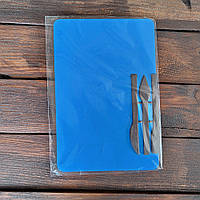 Доска для лепки со стеками 15х23 см пластик синяя, доска для лепки А5, досточка для творчества