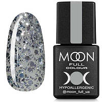 Гель-лак MOON FULL color Gel polish, 8ml №327 серебряный глиттер на полупрозрачной основе