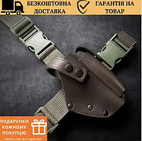 Универсальная кобура для пистолета ПМ(Макарова), кожаный чехол на бедро для ПМ, олива