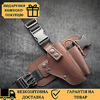 Кобура набедренная из натуральной кожи для пистолета Glock 17 скрытого ношения, кабура кожаная коричневая