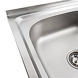 Кухонна мийка стальна Platinum 8050 L Decor 0,6 мм, фото 4