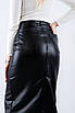Спідниця міді з екошкіри  з розрізом чорна 2931-W3 (2000000119281), фото 2