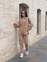 Костюм женский брючный модный и стильный рубашка + брюки замшевый S, M, L Брючные женские костюмы Разные цвета, M