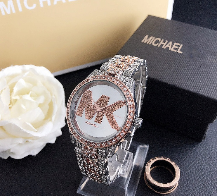 Жіночий годинник Michael Kors наручний годинник з камінням золотисті сріблясті Рожевий (YP)