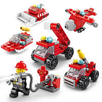 "Пожарный участок" Набор конструктора 6в1 в стиле Лего (Lego) Пожарные, 142 детали