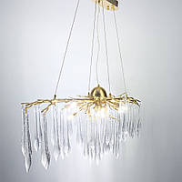 Дизайнерская люстра со стеклянными элементами Empire Aqua в золотистом корпусе 1067_1622