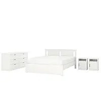 СОНГЕСАНД Комплект мебели для спальни 4 шт, белый, 140х200 см
