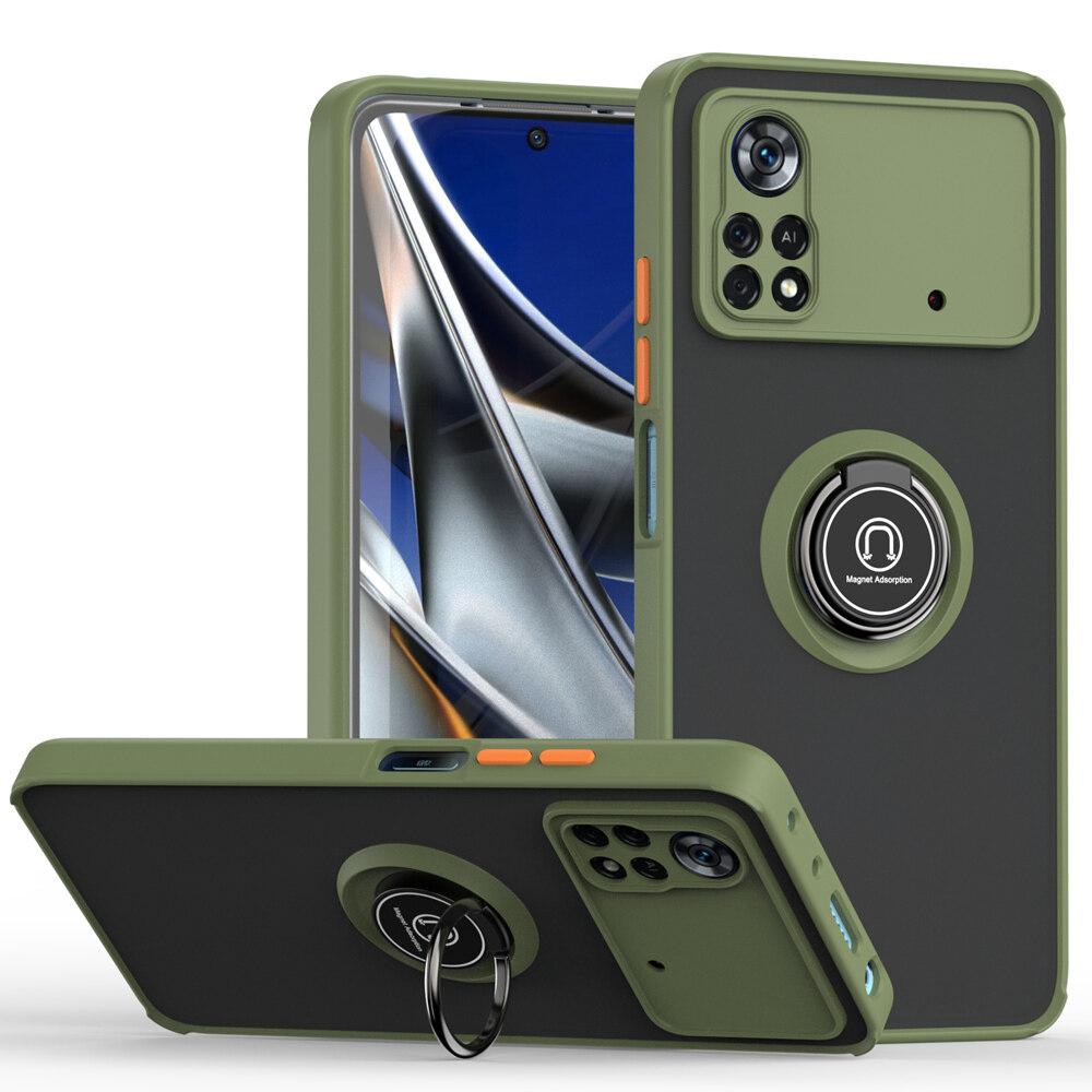 Протиударний чохол бампер GKK LikGus Magnetic Ring з підставкою для Xiaomi Poco X4 Pro 5G Olive