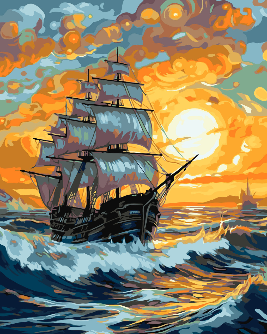 Картина за номерами 40×50 см Kontur. Корабель в променях сонця. DS0547, фото 1