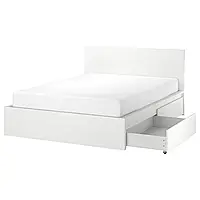 МАЛЬМ Каркас кровати с 2 ящиками для хранения, белый/Линдбоден, 160x200 см