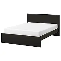 МАЛЬМ Каркас кровати, высокий, черно-коричневый/Линдбоден, 160x200 см