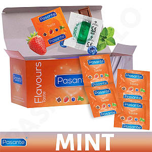 Презервативи Pasante mint 6 штук зі смаком мʼяти ароматизовані кольорові