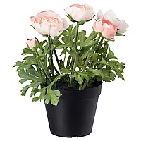 ФЕЙКА Искусственное растение в горшке, для интерьера/сада/Ранункулюс розовый, 12 см