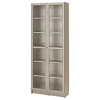 БИЛЛИ Шкаф-витрина, серый/металлик, 80x30x202 см