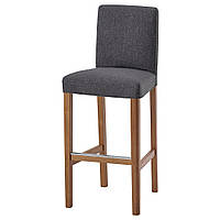 БЕРГМУНД Барный стул со спинкой, имитация. дуб/Гуннаред средне-серый, 75 см