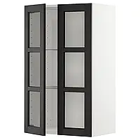МЕТОД Половинка/2 стеклянные двери, белый/Лериттан чёрная морилка, 60х100 см