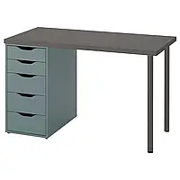 ЛАГКАПТЕН / АЛЕКС Письменный стол, темно-серый/серо-бирюзовый, 120x60 см