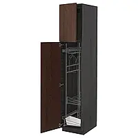 МЕТОД Высокий шкаф/интерьер кухни, черный/Синарп коричневый, 40x60x200 см