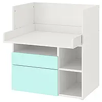 СМОСТАД Письменный стол, бледно-бирюзово-белый/с 2 ящиками, 90x79x100 см