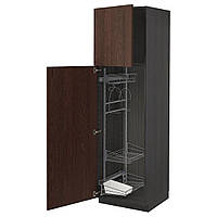 МЕТОД Высокий шкаф/интерьер кухни, черный/Синарп коричневый, 60x60x200 см