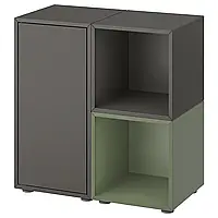ЭКЕТ Комбинация шкафов с ножками, темно-серый темно-серый/серо-зеленый, 70x35x72 см