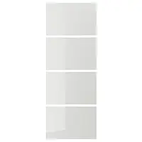 ХОККСУНД 4 панели для коробки раздвижной двери, глянцевый светло-серый, 75x201 см