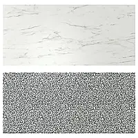 ЛИСЕКИЛ Настенная панель, 2-сторонняя имитация белого мрамора/черный/белый мозаичный узор, 119,6x55 см
