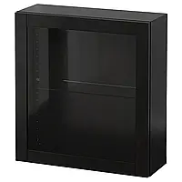 БЕСТО Комбинация навесного шкафа, черно-коричневый/Синдвик черно-коричневый прозрачное стекло, 60x22x64 см