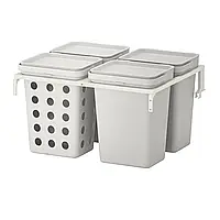ХОЛЛБАР Решение для сортировки мусора, для кухонных ящиков МЕТОД вентилируемый/светло-серый, 40 л