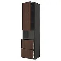 МЕТОД / МАКСИМЕРА W шкаф для микродверей/2 ящика, черный/Синарп коричневый, 60х60х240 см