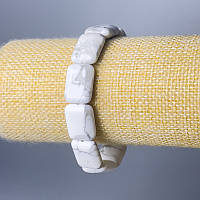 Браслет Кахолонг натуральний камінь прямокутна ланка d-13х18мм+- L-18см (стрейч) купити біжутерію дешево оптом в інтернеті