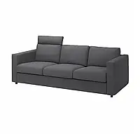 ВИМЛЕ 3-местный диван, с подголовником/Халларп серый