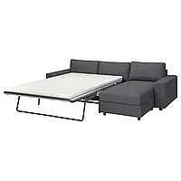 ВИМЛЕ 3-местный диван с шезлонгом, широкие подлокотники Гуннаред/средний серый