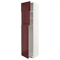 МЕТОД Холодильник с 3 дверцами, Калларп белый/глянцевый темно-красно-коричневый, 60x60x240 см