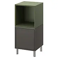 ЭКЕТ Комбинация шкафа с ножками, темно-серый серо-зеленый/металл, 35x35x80 см