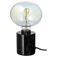 МАРКФРОСТ / МОЛНАРТ Лампа настольная с лампочкой, черный/мрамор эллипсовидной формы, разноцветный