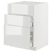 МЕТОД / МАКСИМЕРА Шкаф напольный/вытяжка под раковину. с ящиками, белый/Рингхульт светло-серый, 60x60 см