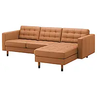 ЛАНДСКРОНА 3-местный диван с шезлонгом, Гранн/Бомстад золотисто-коричневый/дерево/черный