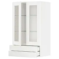 МЕТОД / МАКСИМЕРА 2 стеклянные двери/2 ящика, Энчёпинг белый/имитация белого дерева, 60x100 см
