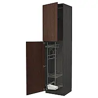 МЕТОД Высокий шкаф/интерьер кухни, черный/Синарп коричневый, 60x60x240 см