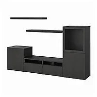 БЕСТО / ЛАКК Подставка под телевизор, черно-коричневый, 240x42x129 см